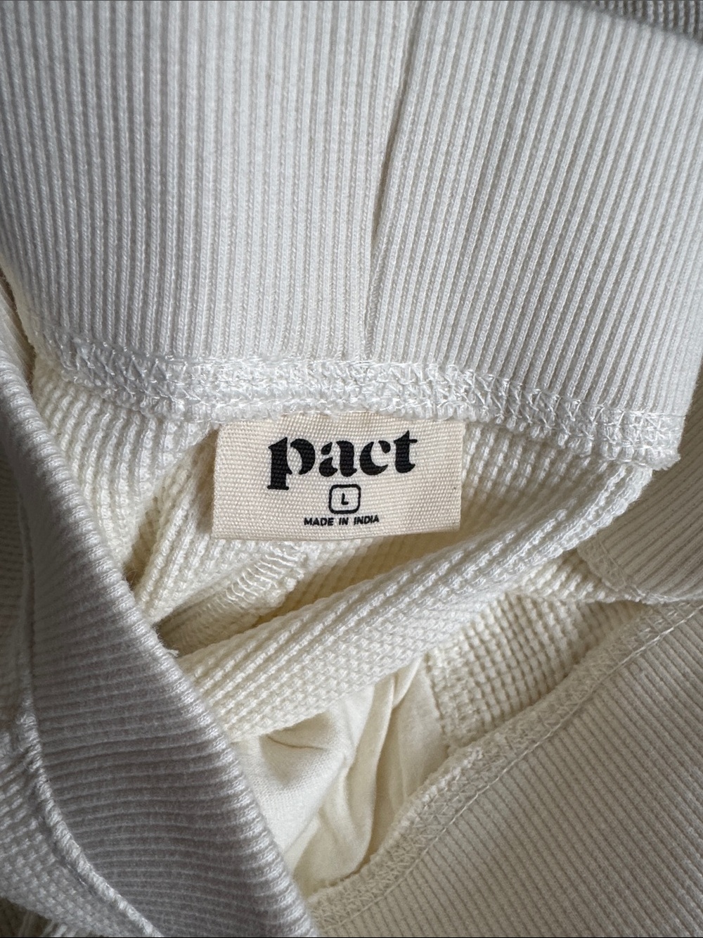 Pact Organic Women's Thermal Waffle Wide Leg Pant | Pearl - Picture 7 of 9